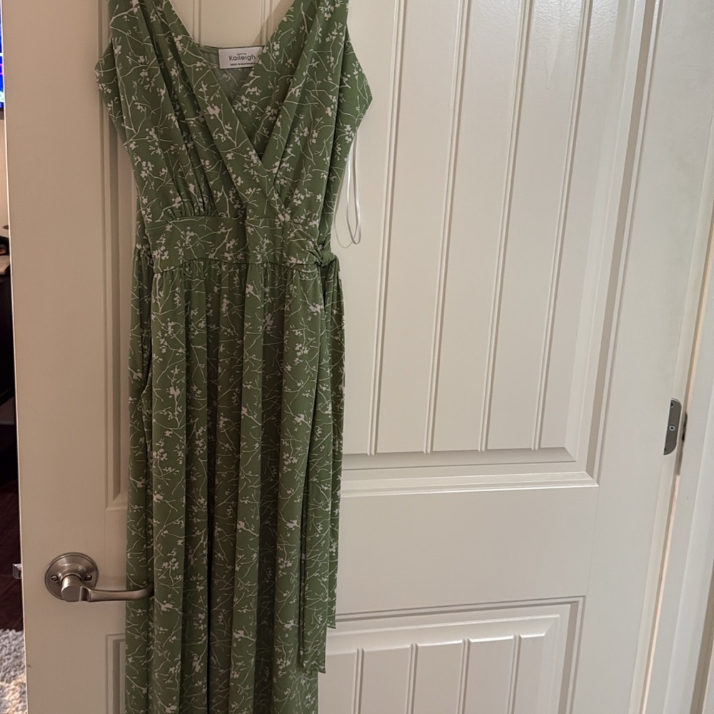 Green Floral Wrap Dress